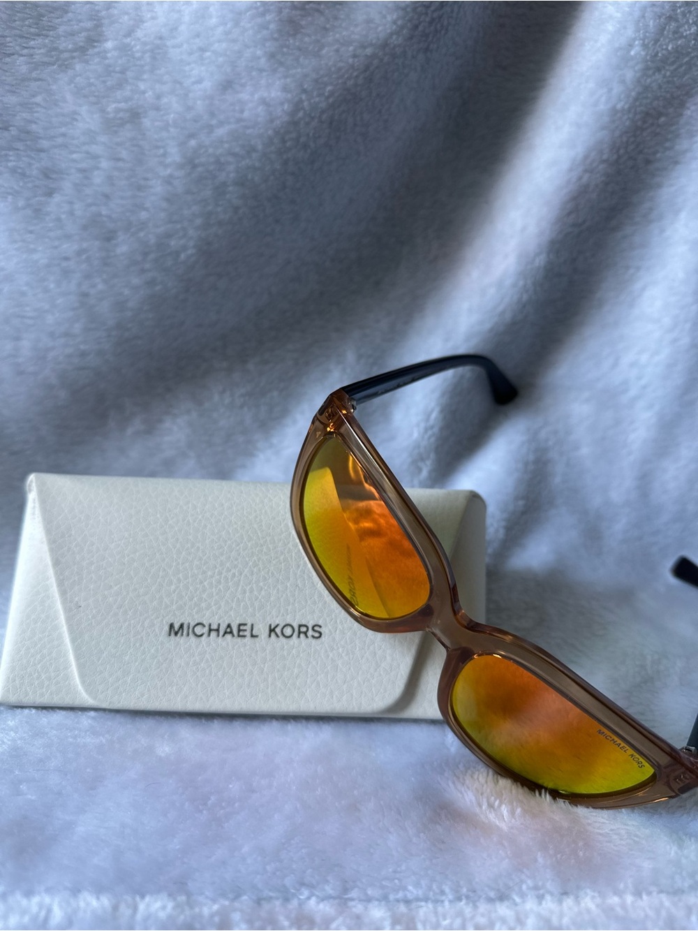 Michael Kors Amber Frame Sunglasses with Iridescent Mirror Lenses